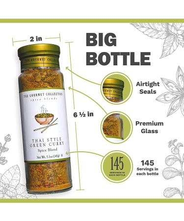 Gourmet Collection Thai Style Green Curry Spice Blend - Spicy Sweet Seasoning for Chicken, Vegetables, Fish - 156 Servings - Buy Online on GoSupps.com