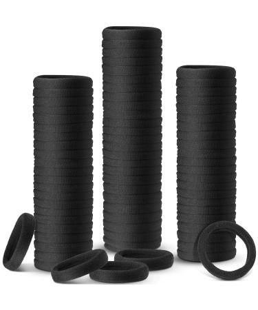 100 pieces thick elastic hair tie seamless cotton hair straps stretch ponytail holder headband hair tie hair accessories no kinking for thick hair (black)