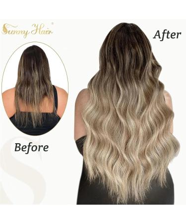 Hair Extensions 7 Pieces Human Hair Clip in Hair Extensions Ombre Brown Blonde Clip in Extensions Dark Brown Balayage Golden Blonde Ombre Platinum Blonde 12-24 inch Hair Pieces(24 Inches) 24 Inches 105g-Set - Buy Online on GoSupps.com