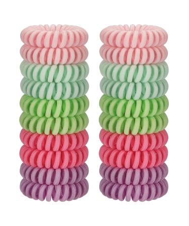 JessLab Spiral Hair Ties 20 Pcs Traceless Phone Cord Hair Ties No Crease Spiral Bracelet Plastic Coil Ponytail Holders No-Damage Headband Hair Accessory for Girls Women Ladies Gift Colorful Fabric