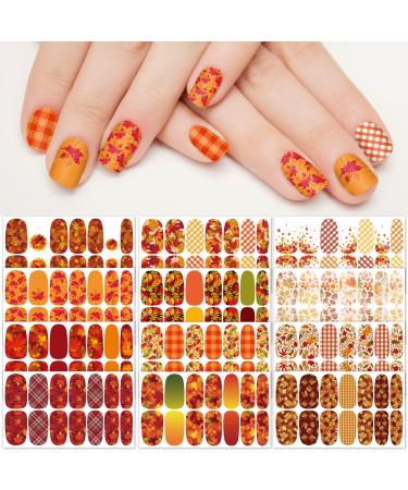 TailaiMei 12 Sheets Fall Nail Wraps Stickers Autumn Nail Polish Strips Self-Adhesive Full Wraps with 2 pcs Nail Files for Thanksgiving Day DIY Nail Decals (Leaves Style) Fall Thanksgiving Day 12 Sheets - Buy Online on GoSupps.com