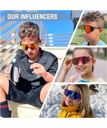 Duco Kids Baseball Sunglasses | Youth UV400 Sports Cycling Glasses | Lightweight TR90 Frame for Girls - DK268 White Blue - Buy Online on GoSupps.com