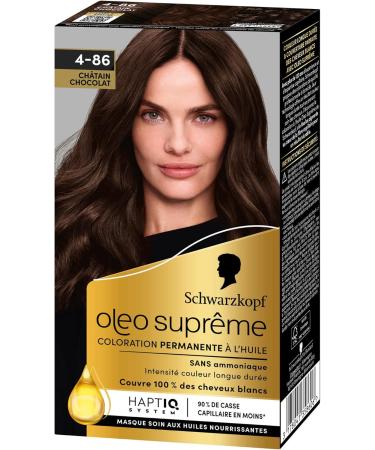 Schwarzkopf - Ol o Supr me - Chocolate Brown - 4-86 - Permanent Oil-Based Hair Color - Ammonia Free - Long-Lasting Color Intensity - 100% Coverage of White Hair - HAPTIQ System - Buy Online on GoSupps.com