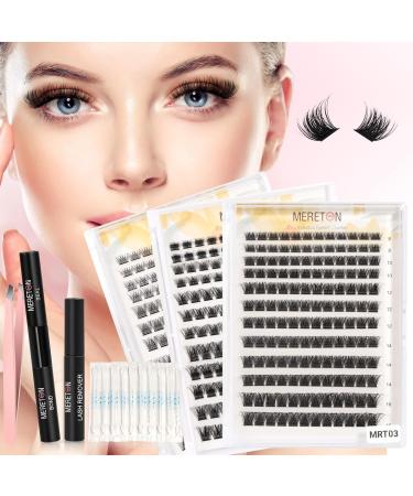 DIY Eyelash Extension Kit | Cluster & Individual Lashes | Lash Bond Seal Glue Remover & Applicator | MRT03 D Curl 8-16mm - Buy Online on GoSupps.com
