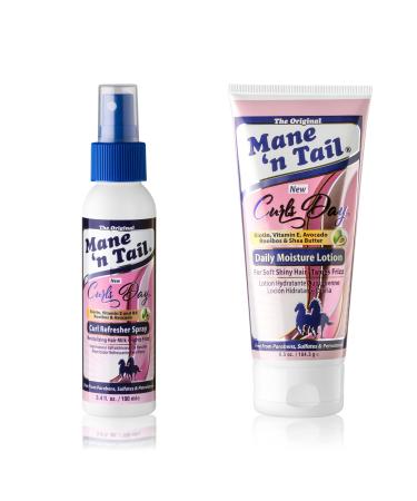 Mane 'n Tail Curls Day Spray with Biotin Vitamin and B5 Rooibos & Avocado Revitalizing Hair Milk Fights Frizz (Curl Refresher + Daily Lotion)