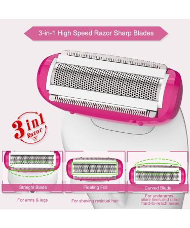 Brori Electric Razor for Women | Rechargeable Bikini Trimmer & Body Hair Removal - Painless WetDry Shaver with LED Light - Purplish Red - Buy Online on GoSupps.com