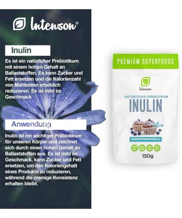  Intenson Inulin powder 150g | 100% vegan | Natural prebiotics | Natural chicory roots | - Buy Online on GoSupps.com