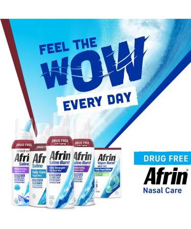 Afrin Saline Burst Moisturizing Daily Nasal Mist, Isotonic Seawater Saline Nasal Spray with Dual Nozzle for Everyday Congestion Relief and Dry Nose, Drug Free Sinus Rinse, 5oz - Buy Online on GoSupps.com