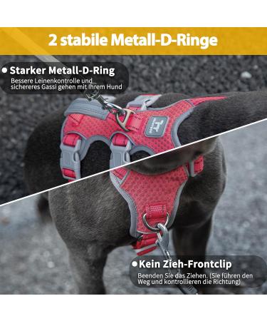 Huntboo Escape Dishes for Dogs | Durable XL Adjustable Harness & Reflective Vest | No Pulling Perfect for Large Dogs - Red - Buy Online on GoSupps.com