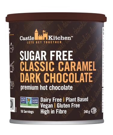 Castle Kitchen Sugar Free Classic Caramel Premium Dark Hot Chocolate Mix with Monkfruit (8 oz) - Vegan, Dairy Free, Plant Based - Keto & Diabetic - Mix with Milk Substitute - Good Source of Fiber Sugar Free Double Dutch - 1 Pack 1 Pack