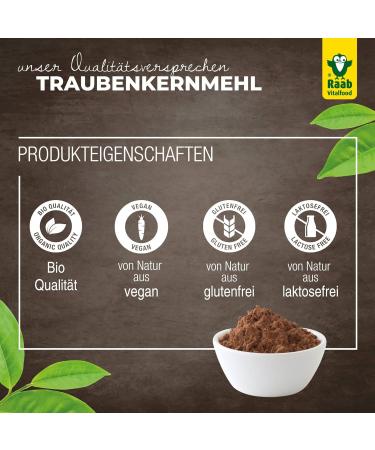 Raab Vitalfood Organic Grape Seed Powder 300g - Vegan Gluten-Free High Fiber OPC - Lab Tested in Germany - Buy Online on GoSupps.com
