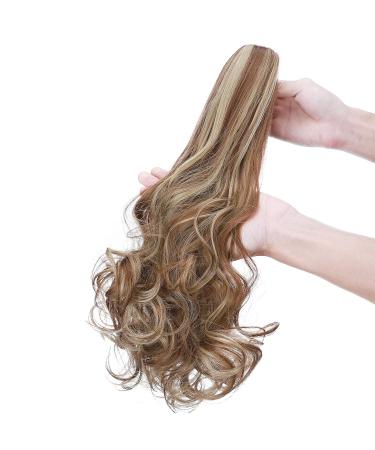 Ponytail Extension & Braid Clip | Heat Resistant Hair Extensions (Smooth + Wavy) - 18 Light Brown & Ash Blonde - Buy Online on GoSupps.com