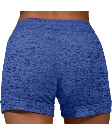 Shop Ronony Women's Sports Shorts - Mini Hotpants for Yoga Running & Fitness | Blue Sweatpants with Pockets - Buy Online on GoSupps.com