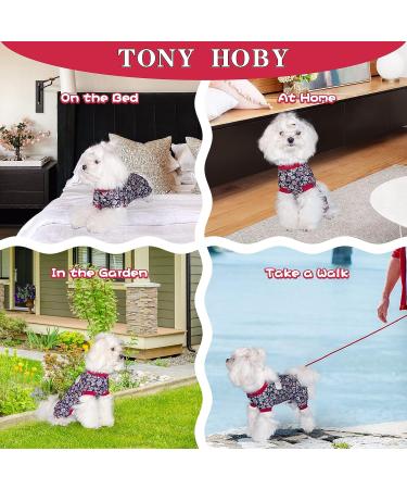 TONY HOBY Black Flower Dog Pajamas | 4-Legged Jumpsuit Onesies for Small Medium Dogs | All Seasons Wear | Size Medium - Buy Online on GoSupps.com