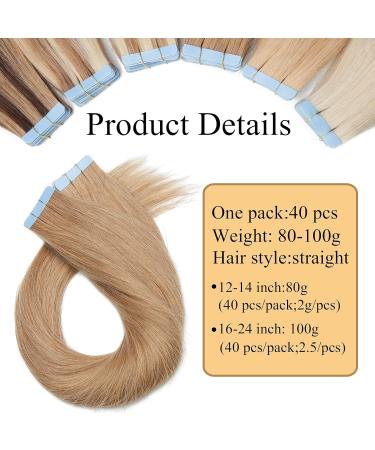 SEGO Tape Hair Extensions - 100% Remy Human Hair Adhesive Tape | 24 Honeyblond #27 | 40 Pieces + 10 Free Tapes - Buy Online on GoSupps.com