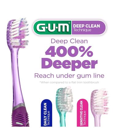 GUM 525E Deep Clean Toothbrush - Compact Head, Soft Bristles - 3 Count - Buy Online on GoSupps.com