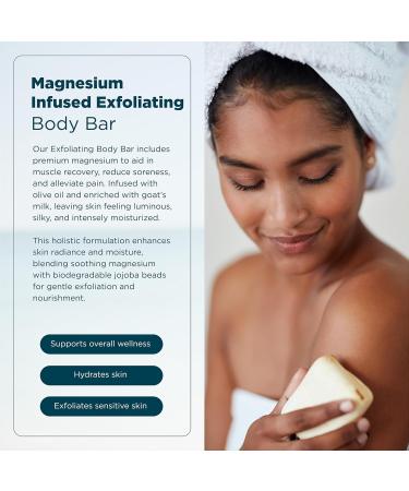 Magnesium Exfoliating Body Bar with Goat's Milk & Olive Oil - Gentle Skin Exfoliator 90g | Hydrate & Soothe Your Skin - Buy Online on GoSupps.com
