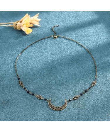 Olbye Moon Head Chain - Black Raw Crystal Boho Hair Piece for Women and Girls - Buy Online on GoSupps.com