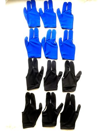 LLJ Billiard Gloves 12 PCS Set 3 Fingers Pool Cue Gloves for Left/Right Hand