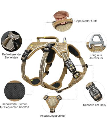 Buy Heele XL Brown Dog Harness - Breakout Buckle Reflective Robust Handle & Panic Clip | Comfortable Fit for Large Dogs - Buy Online on GoSupps.com