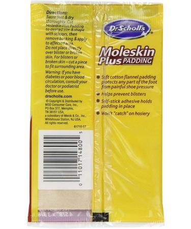 Dr. Scholl's Moleskin Plus Padding - 4 5/8 x 3 3/8 | Blister Protection & Comfort - Buy Online on GoSupps.com