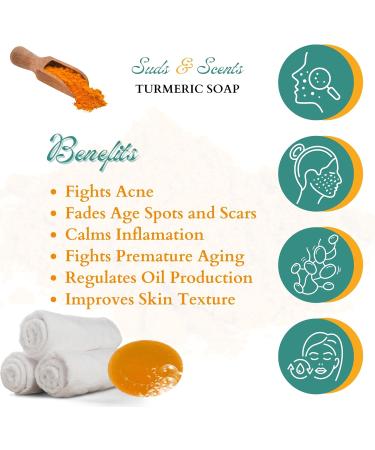 Suds & Scents Turmeric Soap with Neem Extract For all Skin types. Treats Acne Skin Irritation inflammation and Hyper Pigmentation - Buy Online on GoSupps.com
