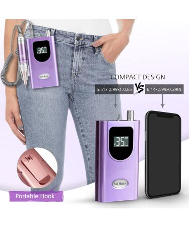 AZ GOGO Electric Nail Cutter - Professional 35000 RPM Nail File for Gel & Acrylic Nails | Portable Manicure & Pedicure Set with 5 Attachments | Adjustable Speed & Direction - Violet - Buy Online on GoSupps.com