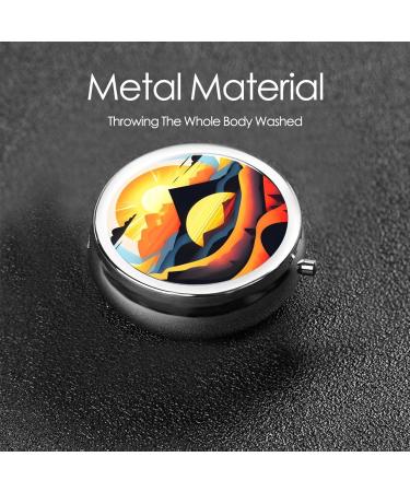 Sunrise Mountain Round Pill Box - Portable 3-Compartment Organizer for Travel & Purse - Buy Online on GoSupps.com