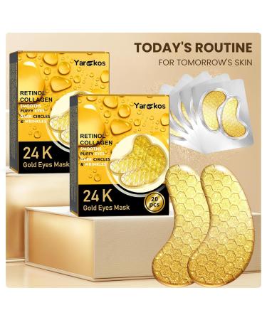 24K Gold Under Eye Patches Set 20 Pcs Collagen Gel Masks for Puffiness & Dark Circles Hydrating Eye Skin Care for Men & Women Travel Size Solution - Buy Online on GoSupps.com