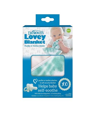 Dr. Brown's Lovey Blanket with Beaded Ring Teether and HappyPaci Silicone Pacifier in Green - Shop Now - Buy Online on GoSupps.com