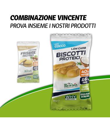  WHY NATURE WHY NATURE LOW CARB PROTEIN FRISBEE - Chocolate-based protein biscuits - Gluten-free for a protein-rich breakfast - Hazelnut flavor - 36g - Buy Online on GoSupps.com