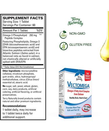 Terry Naturally Vectomega 60 Tablets - Premium Omega-3 Supplement for Heart & Brain Health - Buy Online on GoSupps.com