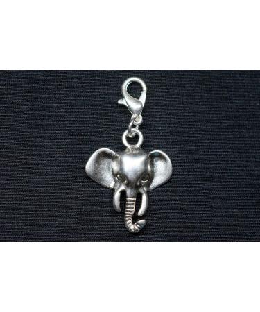 Handmade Silver Elephant Head Charm - Big Five Zoo Animal Zipper Pull & Bracelet Pendant - Unique Fashion Jewelry - Buy Online on GoSupps.com