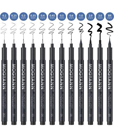 Mogyann Black Drawing Pens - 12 Waterproof Ink Pens for Artists, Sketching, Manga, Writing - Buy Online on GoSupps.com