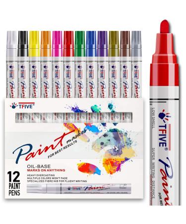 Paint Pens Paint Markers on Almost Anything Never Fade Quick Dry and  Permanent Oil-Based Waterproof Paint Marker Pen Set for Rocks Painting Wood  Fabric Plastic Canvas Glass Mugs DIY Craft 12 colors