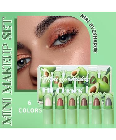6 Colors Mini Cream Eyeshadow Stick Set - Waterproof Long Lasting Shimmer Metallic Makeup - Pearl White Nude Brown Glitter - Buy Online on GoSupps.com