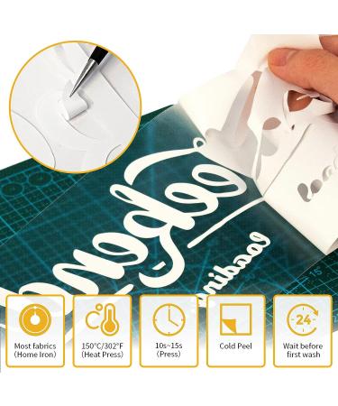 VinylRus 12x50ft White Heat Transfer Vinyl Roll for Shirts - Easy Weed HTV for Silhouette Cameo & Cricut - Buy Online on GoSupps.com