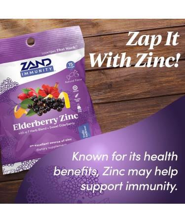 Zand HerbaLozenge Elderberry Zinc | Soothing Lozenges for Dry Throats | Natural Ingredients | 15 Count Bag | No Corn Syrup or Cane Sugar - Buy Online on GoSupps.com