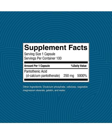 Natures Sunshine Pantothenic Acid 100 Capsules | Vitamin B5 for Nervous System Support & Adrenal Gland Function - Buy Online on GoSupps.com