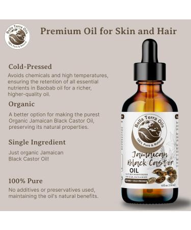 Buy Bella Terra Black Castor Oil 4oz - Rich in Vitamins & Ricinoleic Acid for Radiant Skin - International Shipping Available - Buy Online on GoSupps.com