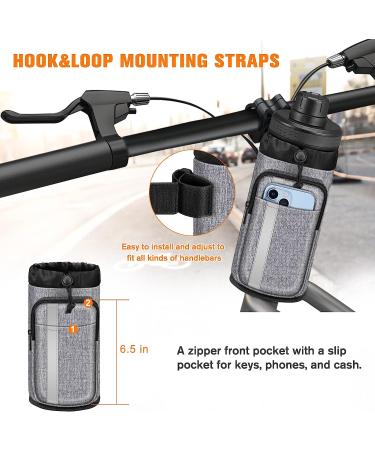FINPAC Universal Bike Cup Holder with Phone Pockets - Gray | For Stroller, Walker, Golf Cart, Rollator, Scooter | Outdoor Drink Holder for Biking - Buy Online on GoSupps.com