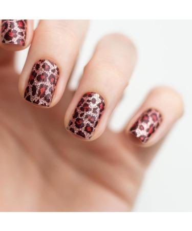Avoa Beauty Nail Film - Cat Calling | Glitter Red & Pink Leopard Nail Art Design | 16 Long-Lasting Self-Adhesive Nail Wraps for Stunning Manicures - Buy Online on GoSupps.com