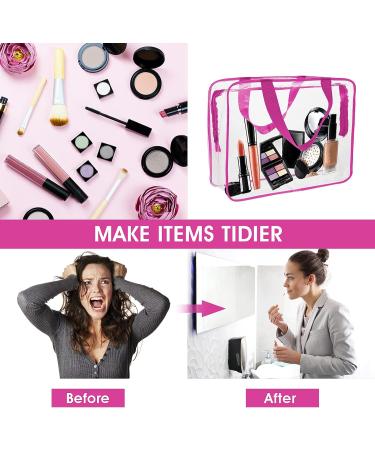 Sibba Clear Tote Bag - Large Transparent Waterproof Cosmetic Organizer Handbag in Fashionable Rose Red - Buy Online on GoSupps.com
