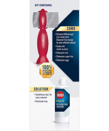 RID MAX Lice Removal Kit - Pesticide Free, Easy-to-Use, 100% Effective - Includes RIDvantage Comb and Solution (4 Ounces) - 2 Piece Set - Buy Online on GoSupps.com