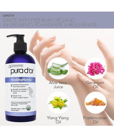 PURA D'OR HealingHands Rejuvenating Aloe Vera Gel (16oz) for Dry, Cracked Hands - Buy Online on GoSupps.com
