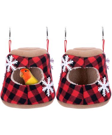 ZYP 2 Packs Winter Warm Bird Nest, Bird Snuggle Cave Shed Hut Hanging Hammock Cage, Plush Birds Hideaway Sleeping Bed House for Parakeet Cockatiel Conure Cockatoo Macaw 2 pack Christmas