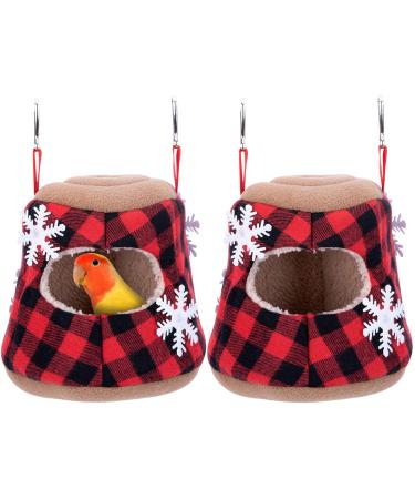 ZYP 2 Packs Winter Warm Bird Nest, Bird Snuggle Cave Shed Hut Hanging Hammock Cage, Plush Birds Hideaway Sleeping Bed House for Parakeet Cockatiel Conure Cockatoo Macaw 2 pack Christmas