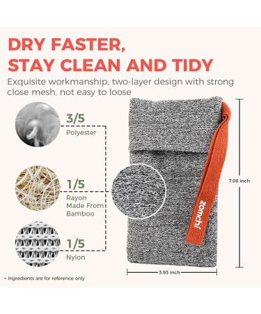 ZOMCHI 2 Pack Soap Bag for Deep Exfoliation - Dark Gray Soap Savers for Bar Soap in Shower - Buy Online on GoSupps.com