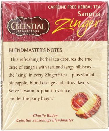 Celestial Herbal Tea Sangria Zinger - 20 Count Bags | Refreshing & Flavorful Blend - Buy Online on GoSupps.com