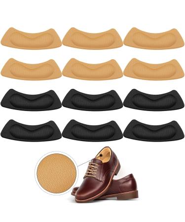 PROUSKY 12 Pieces Heel Cushion Inserts Black Beige Heel Grips Cushion Shoe Pads for Loose Shoes Self-Adhesive Heel Sports Cushion Anti-Slip Foot Shoe Insoles Heel Blister Protectors for Women Men Black Light Brown One Size